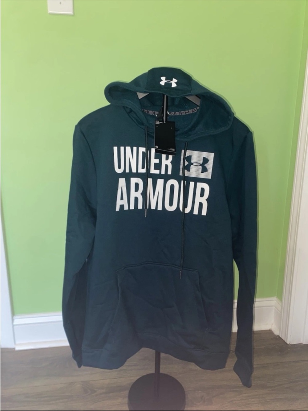 Under Armour Dark Teal Hoodie with White Logo Trim